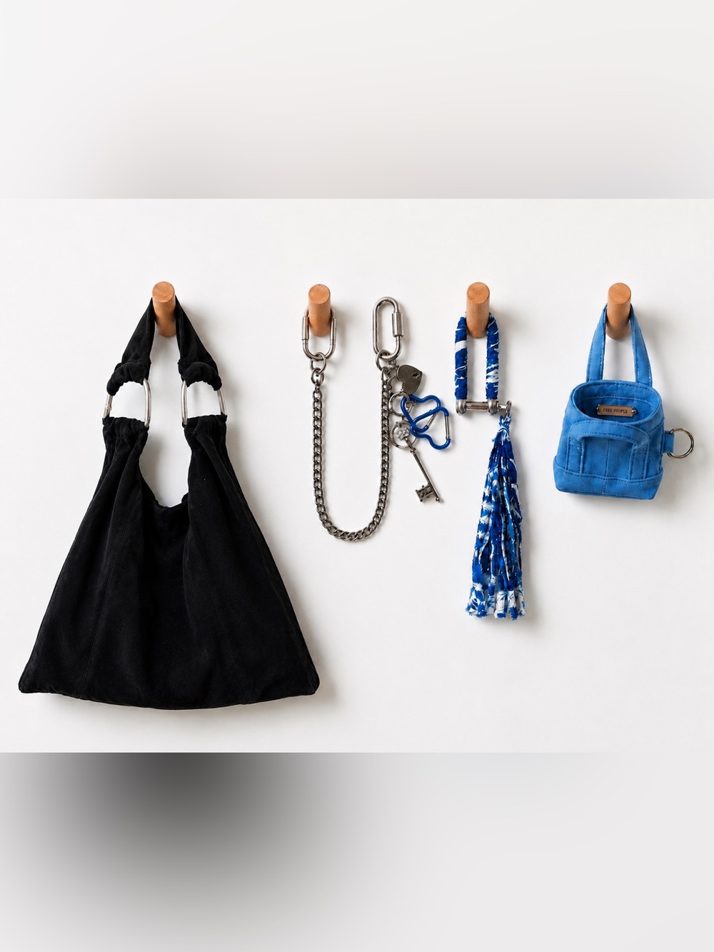 Free People Bobbi Slouch Suede Hobo Tote Bag NWT + 3 Charms SOLD OUT